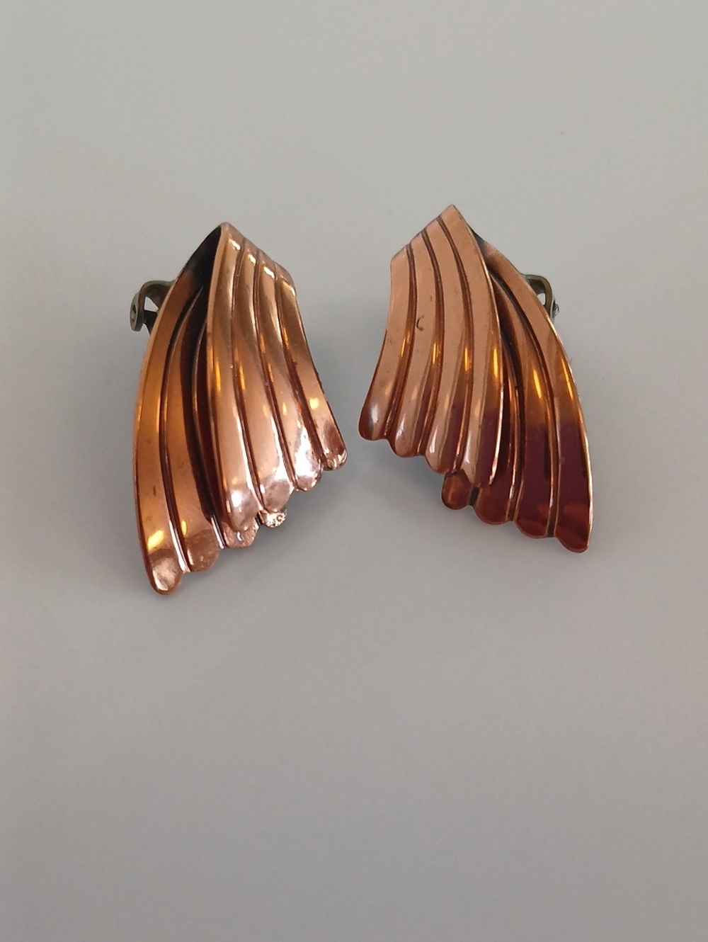 Vintage Bolio Copper Clip On Earrings